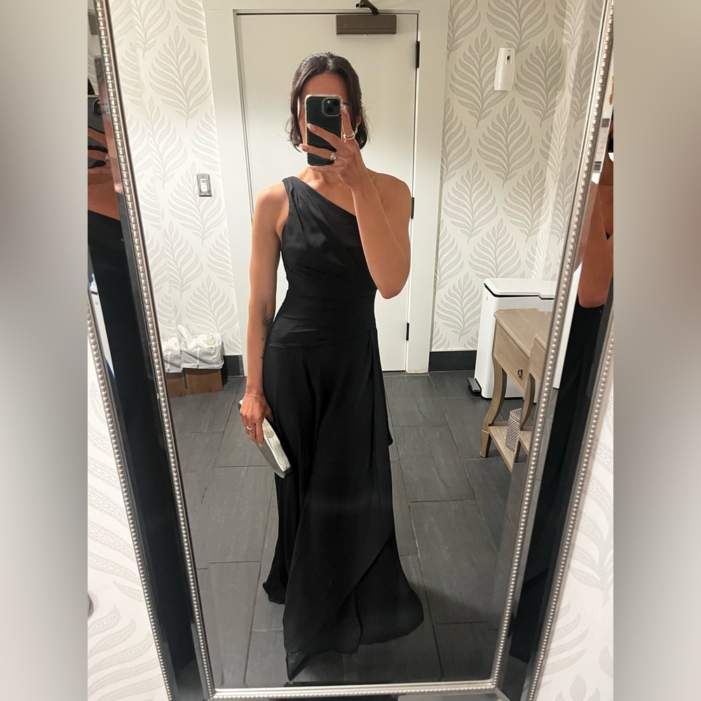 David’s Bridal One Shoulder Georgette Cascade Dress